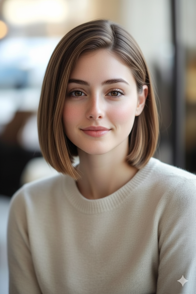 Straight short hair with no bangs